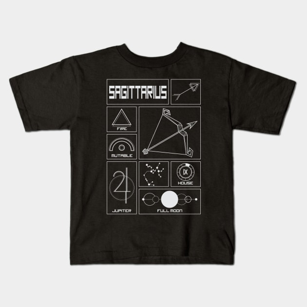 Sagittarius Profile - Astrology Signs Kids T-Shirt by alcateiaart